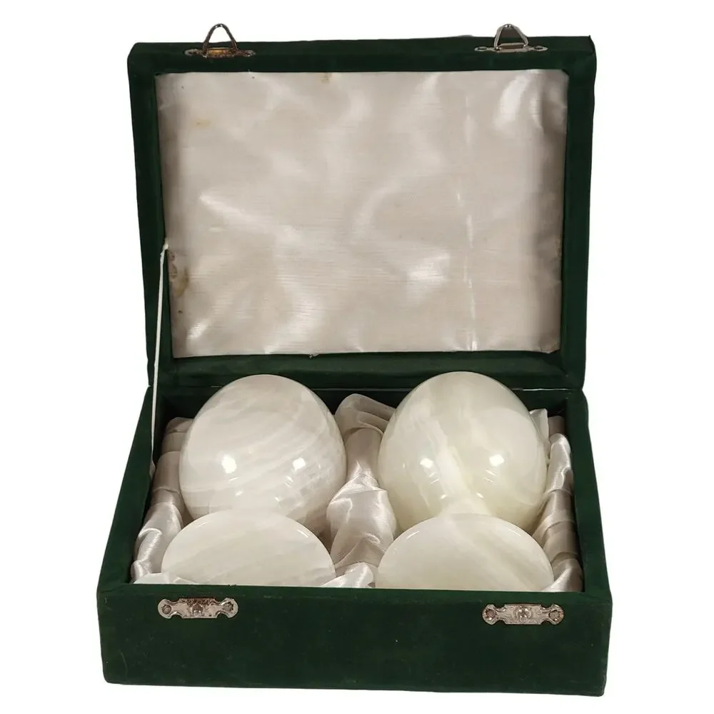 Set of 2 White Marble Goblets with Green Display Box - 5